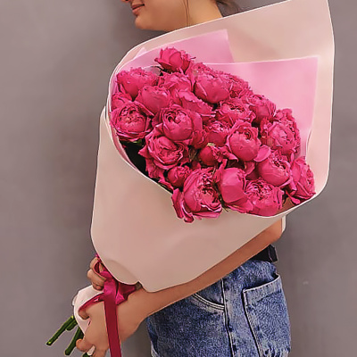 Кустовые яркие пионовидные розы 46108-Р